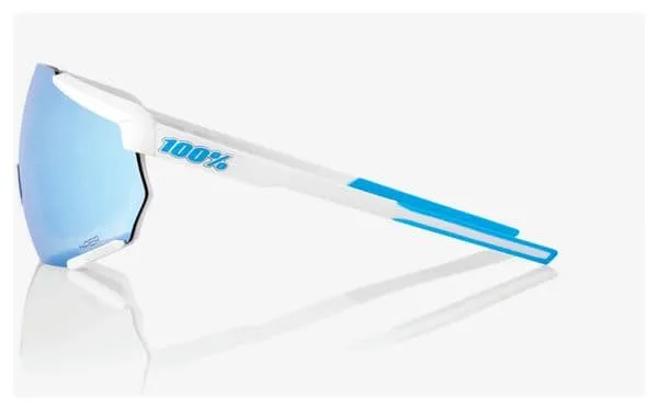 100% Racetrap 3.0 Goggles - SE Movistar Team White - Hiper Blue Multilayer Mirror Lenses