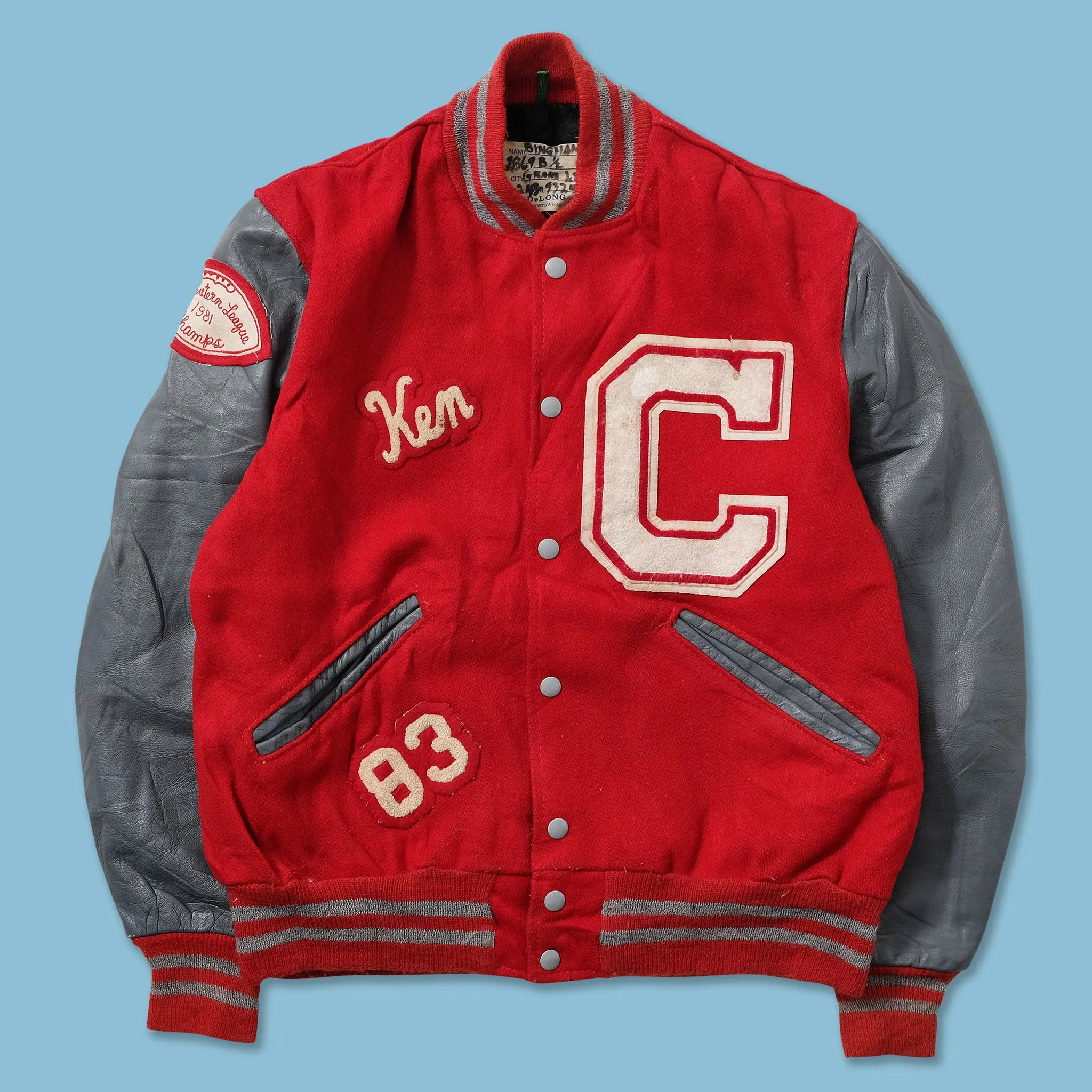 80s Leather Varsity Jacket Small