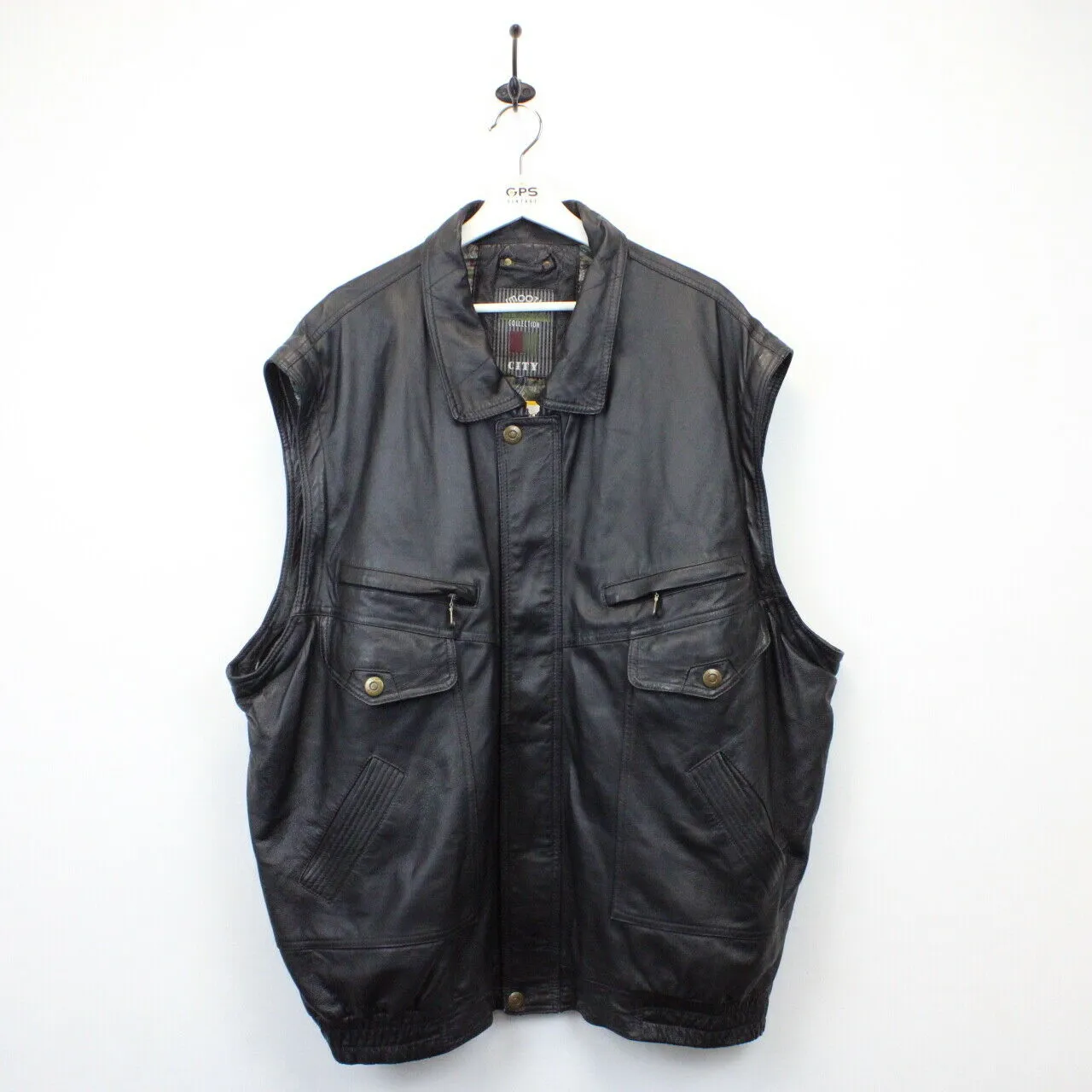 90s Leather Biker Jacket Black | XXL