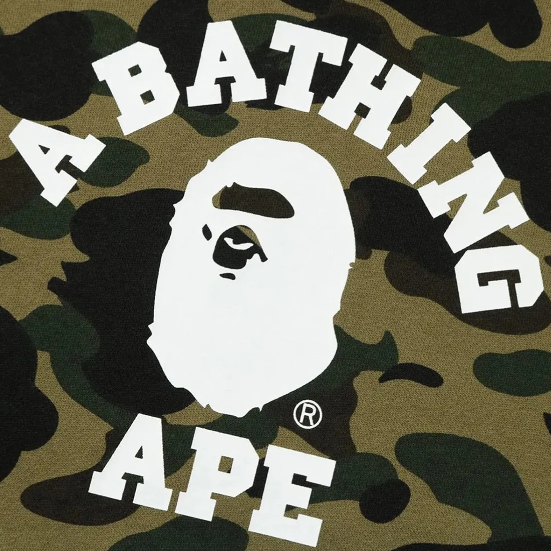 A Bathing Ape Men 1st Camo College Pullover Hoodie (green)