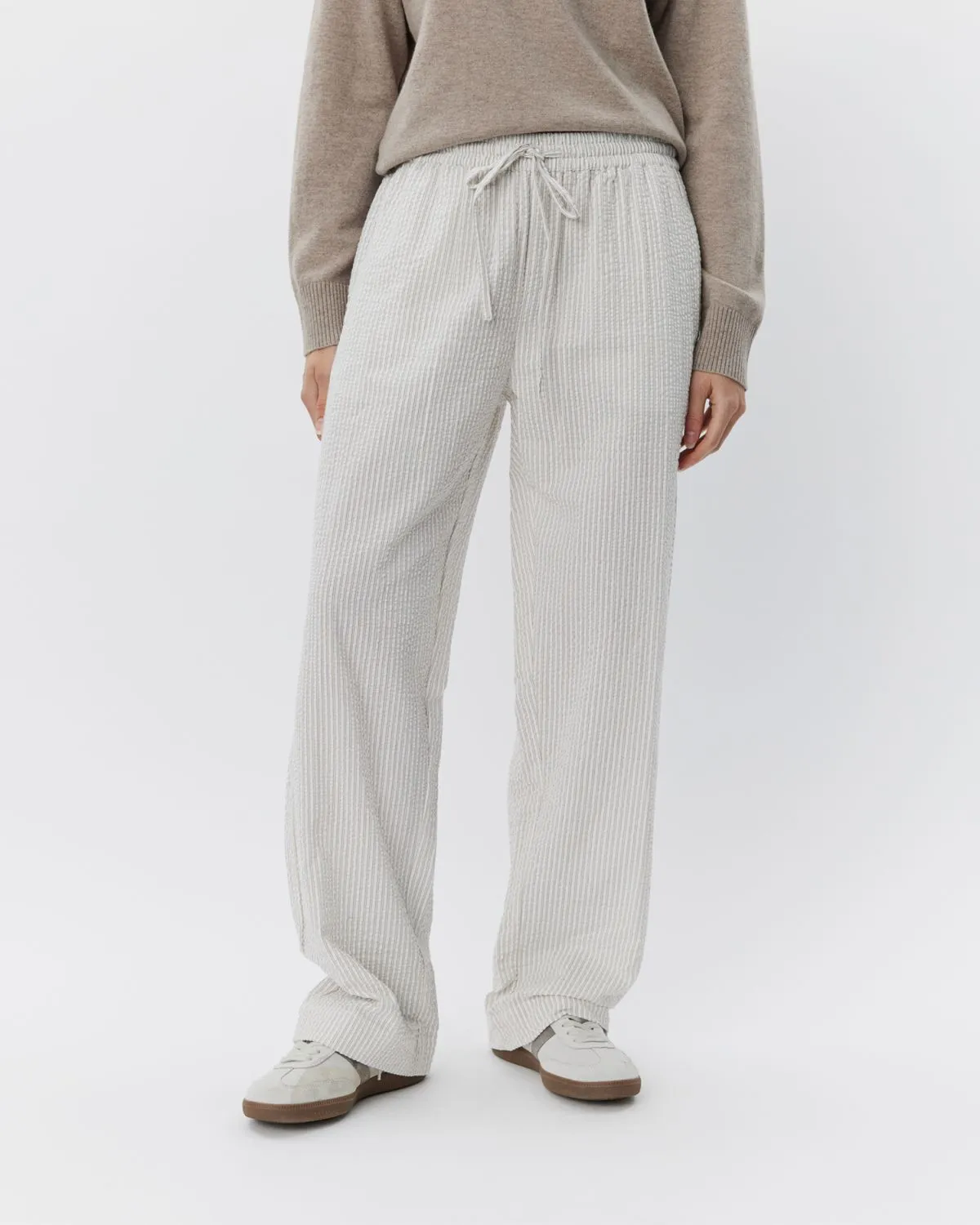 ABIGAILESW TROUSERS - Antique White w Black