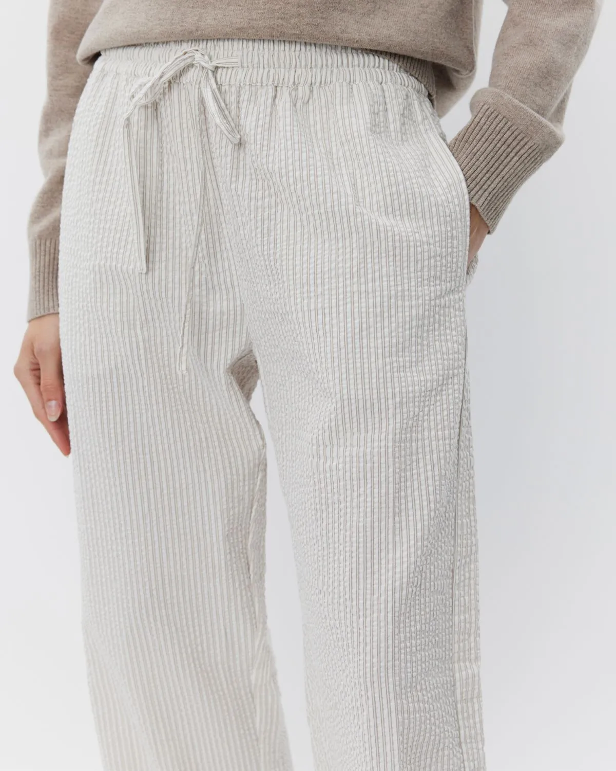 ABIGAILESW TROUSERS - Antique White w Black