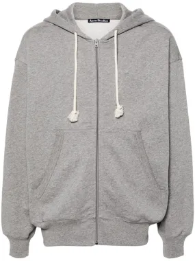 Acne Studios Face Logo Zip-Up Hoodie Grey Melange | Luxury and style at your fingertips