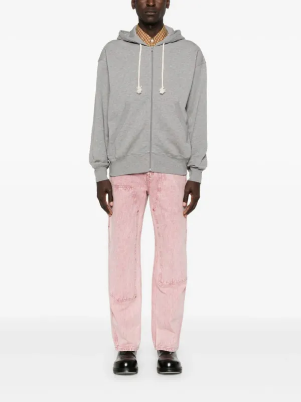 Acne Studios Face Logo Zip-Up Hoodie Grey Melange | Luxury and style at your fingertips