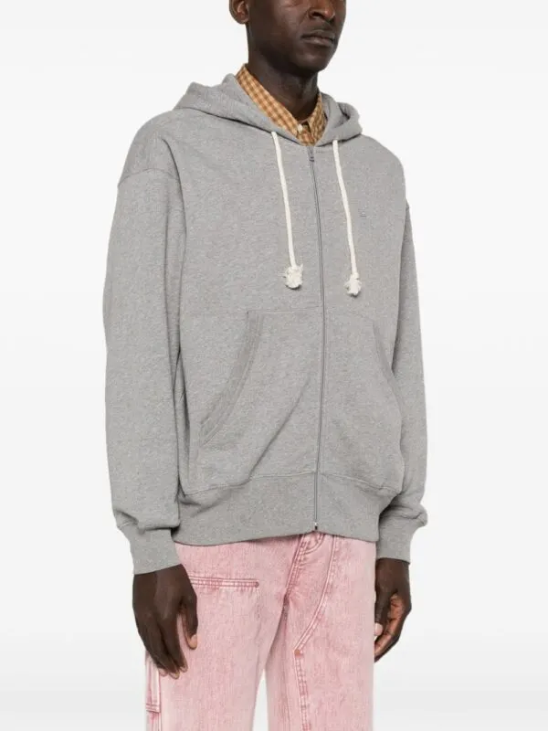 Acne Studios Face Logo Zip-Up Hoodie Grey Melange | Luxury and style at your fingertips