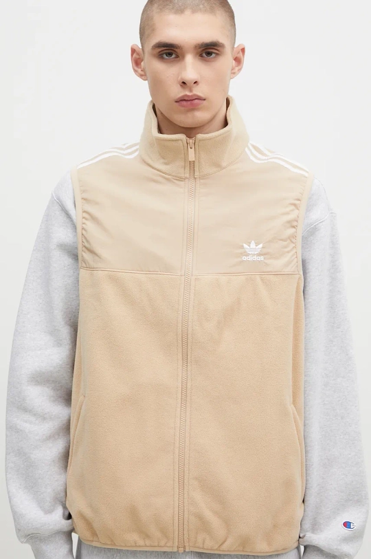 adidas Originals vest Fleece Vest men’s beige color IZ2483