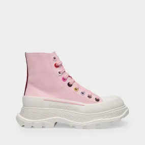 Alexander McQueen  Tread Slick High Sneakers in Pink Canvas