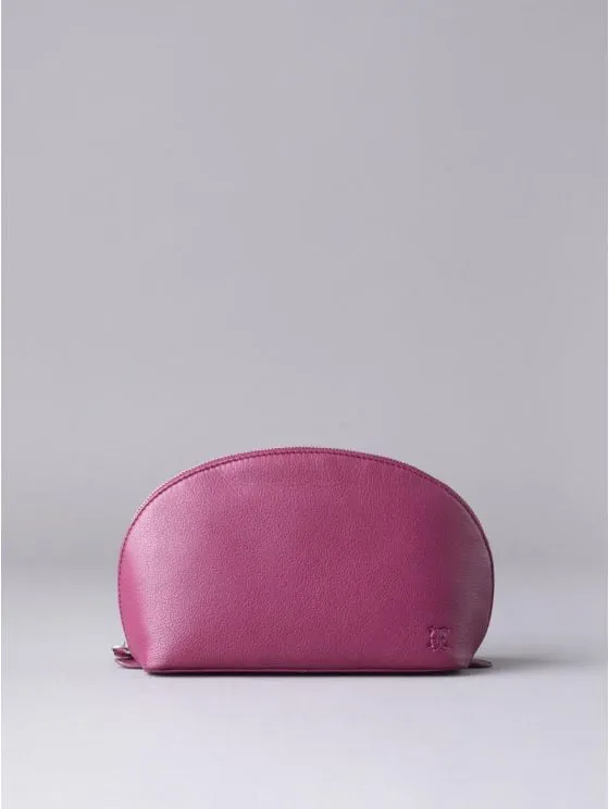 Arnside Large Leather Make Up Bag in Pink