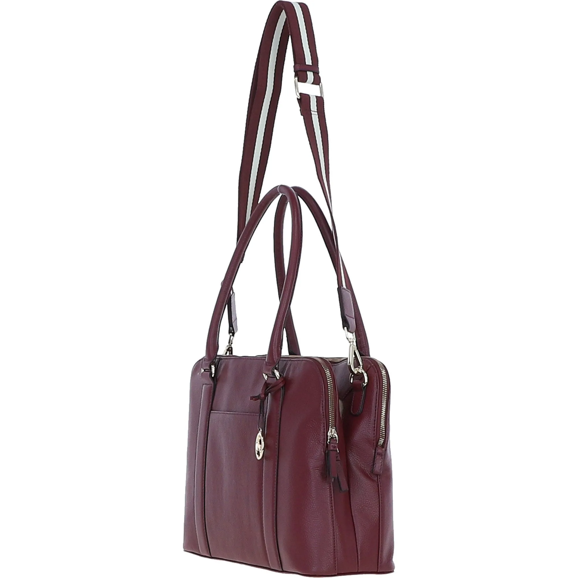 Ashwood 3 Section Large Leather Handbag Wine: X-39