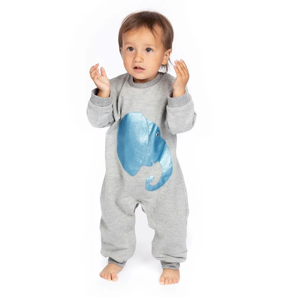 Baby Boys Grey Elephant Romper