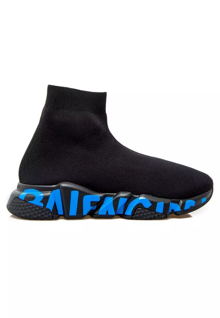 BALENCIAGA Balenciaga Speed Graffiti Men's Sneakers in Black/Blue