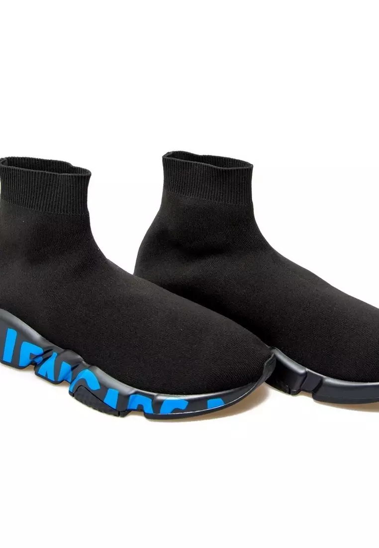 BALENCIAGA Balenciaga Speed Graffiti Men's Sneakers in Black/Blue