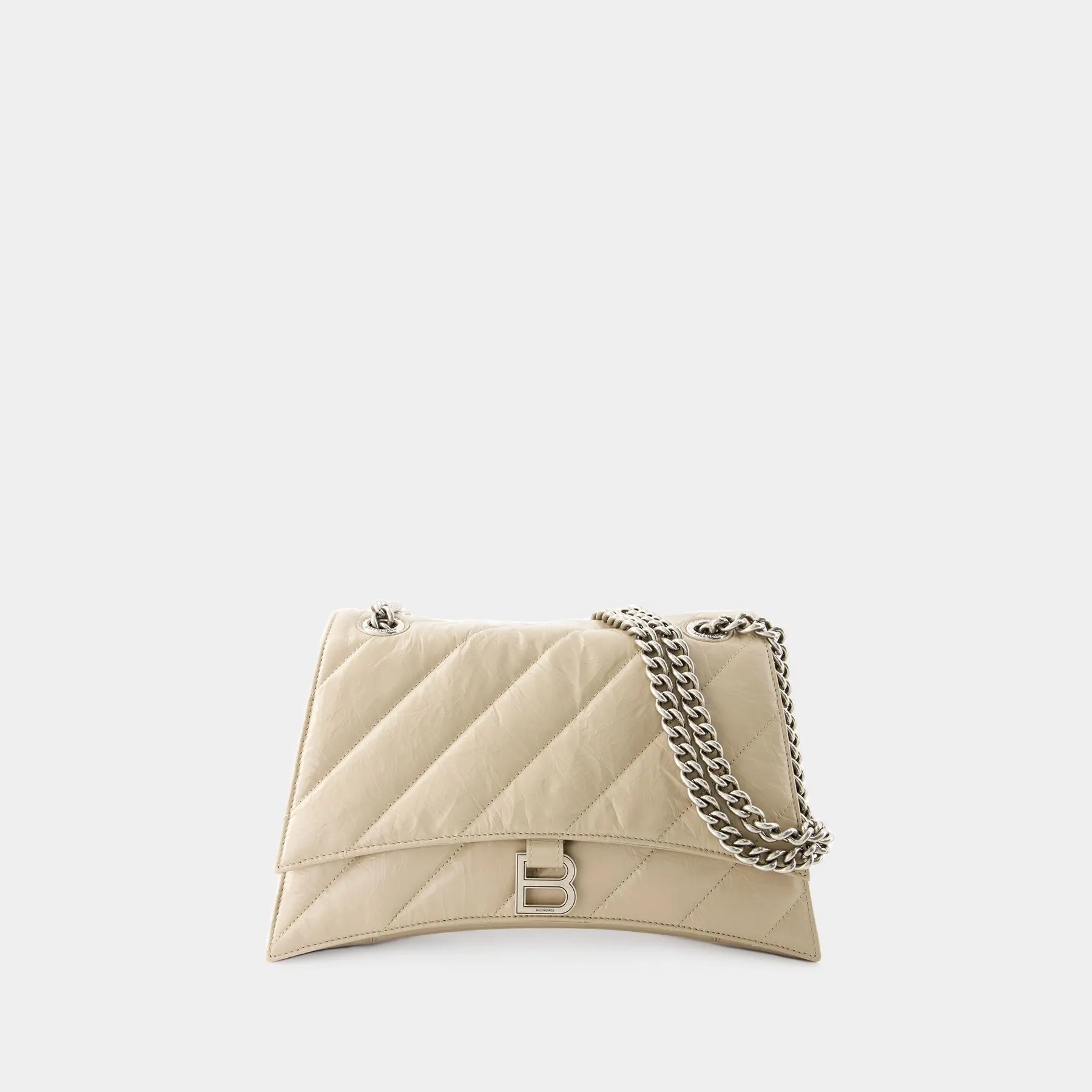 Balenciaga  Crush Chain Hobo Bag - Balenciaga - Leather - Taupe