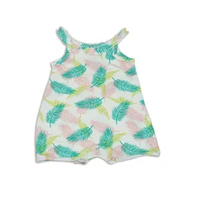 Bamboo Ruffle Romper (Tropical Palm Print)