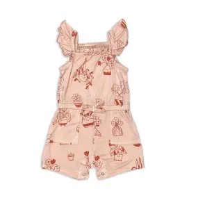 Bamboo Sleeveless Ruffle Romper (Plantastic Print)