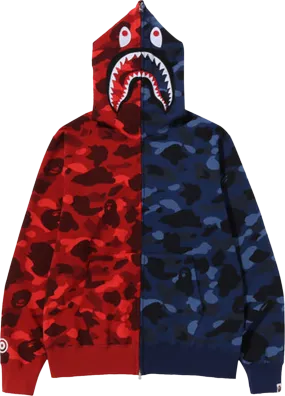 BAPE Color Camo Shark Full Zip Hoodie 'Red/Navy'