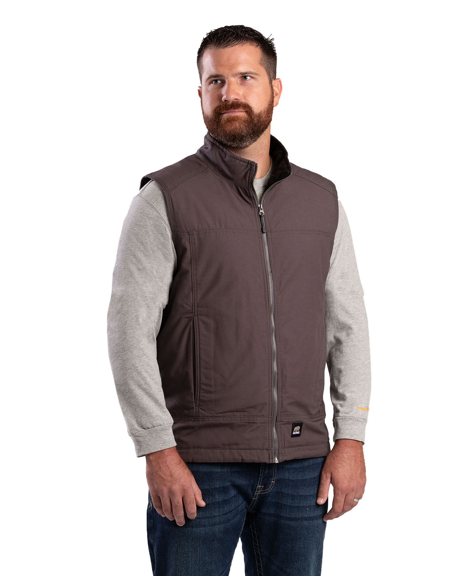 Berne Men's Torque Fleece Lined Ripstop Vest in Gray