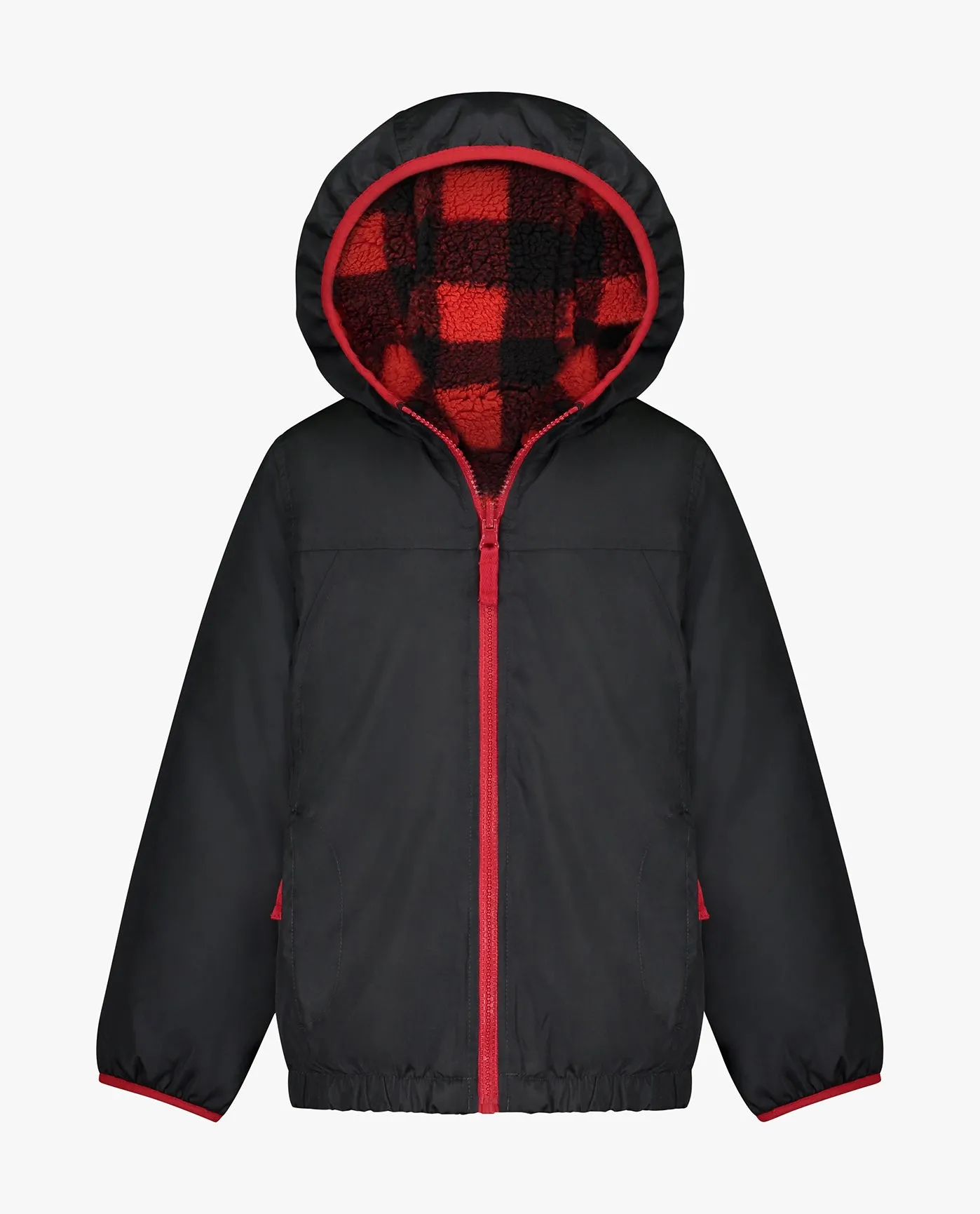 BIG BOYS ZIP-FRONT REVERSIBLE FLEECE LINED HOODED JACKET