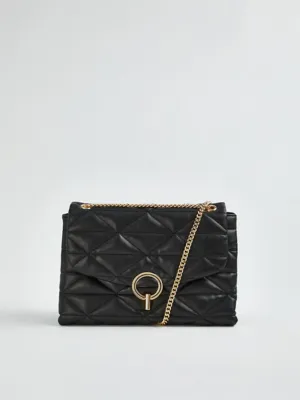 Black Chain Strap Padded Shoulder Bag | Women | George at ASDA