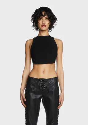 Black Racerback Crop Tank Top-