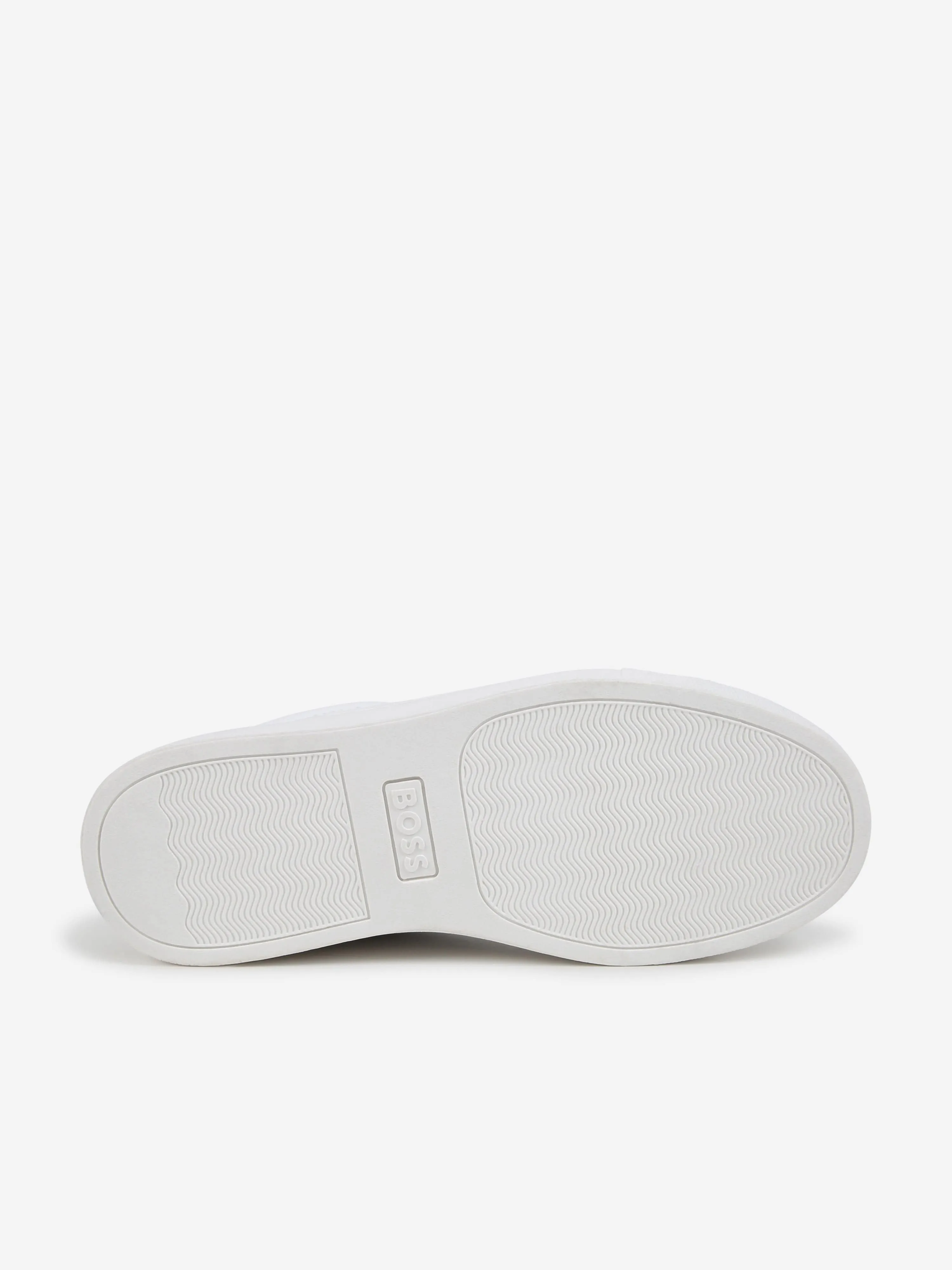 BOSS Boys Leather Logo Trainers in White