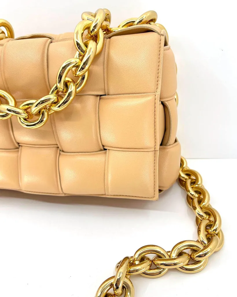 BOTTEGA VENETA NAPPA LEATHER PADDED CHAIN CASSETTE BAG