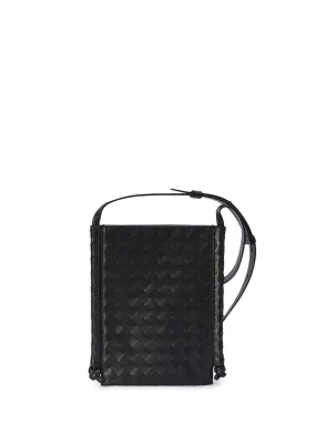 BOTTEGA VENETA Stylish Flat Loop Handbag for Men in Soft Black Calfskin