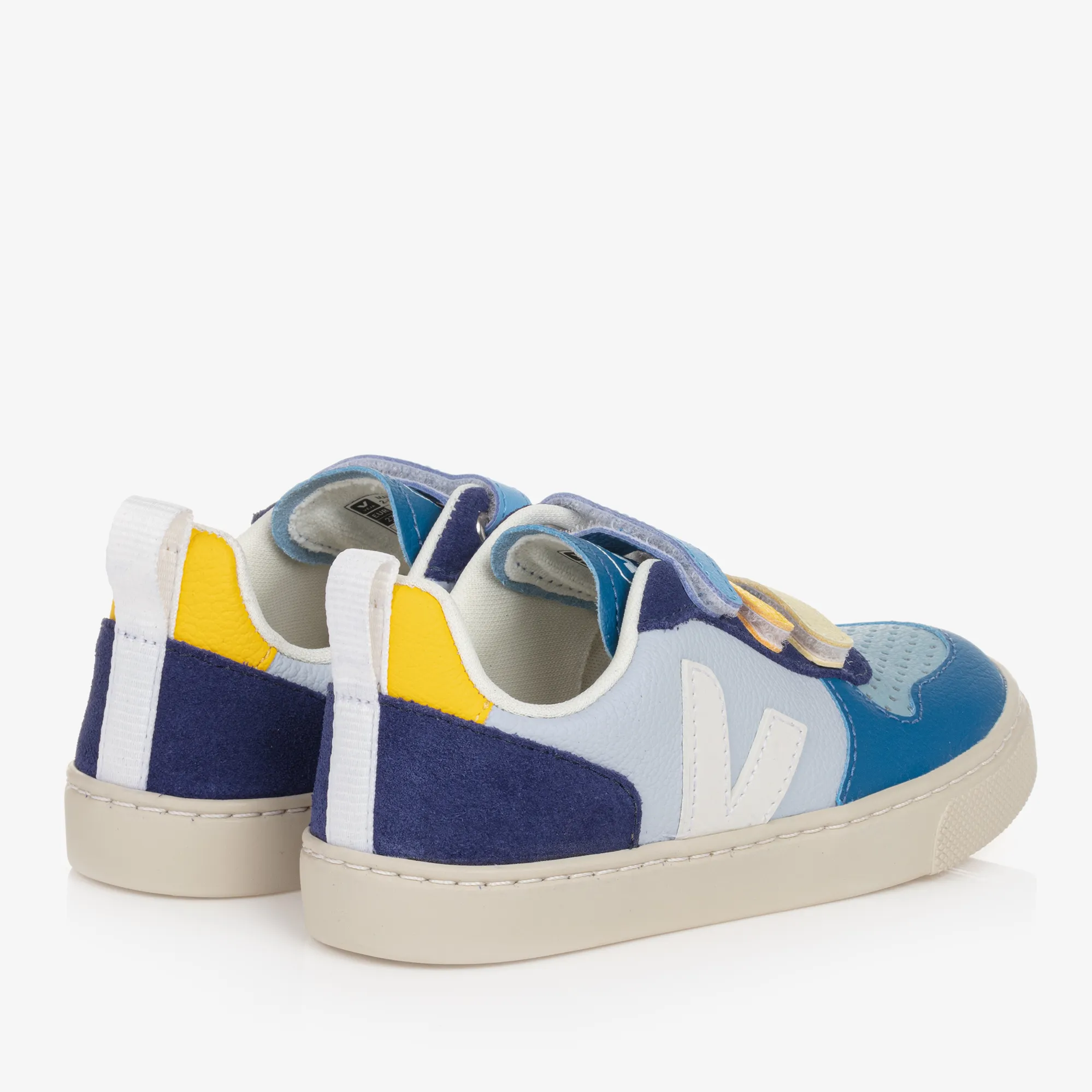 Boys Blue & White Leather V-10 Trainers