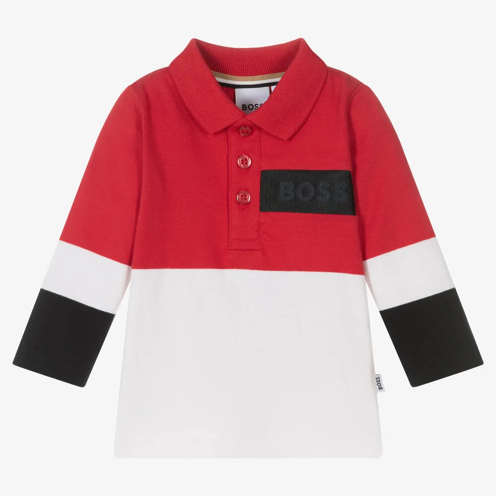 Boys Red & White Polo Shirt