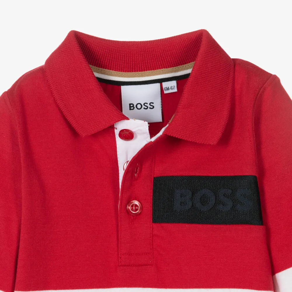 Boys Red & White Polo Shirt