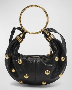 Bracelet Mini Studded Shoulder Bag in Grained Calfskin