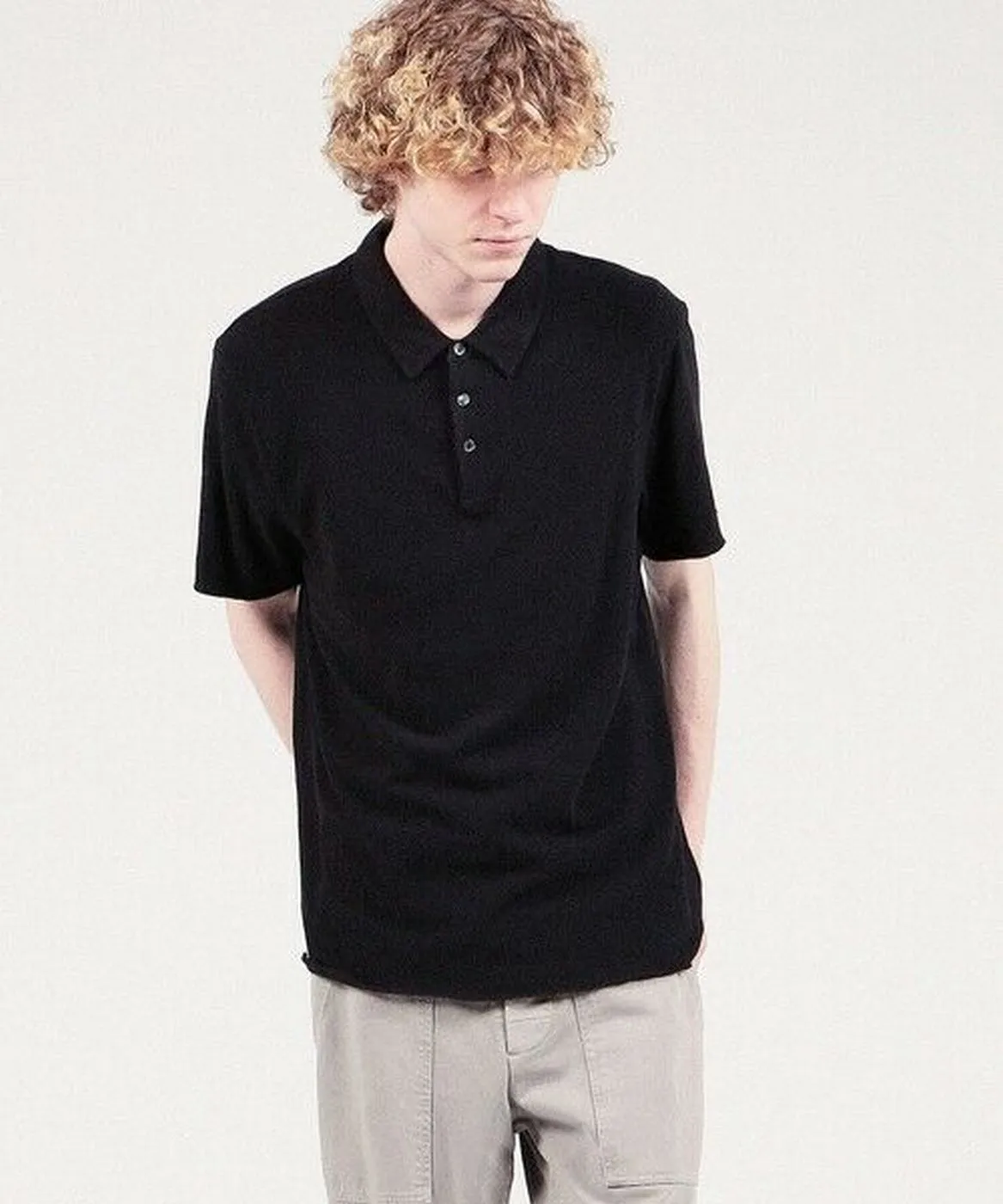 Brushed Jersey S/S Polo-Black