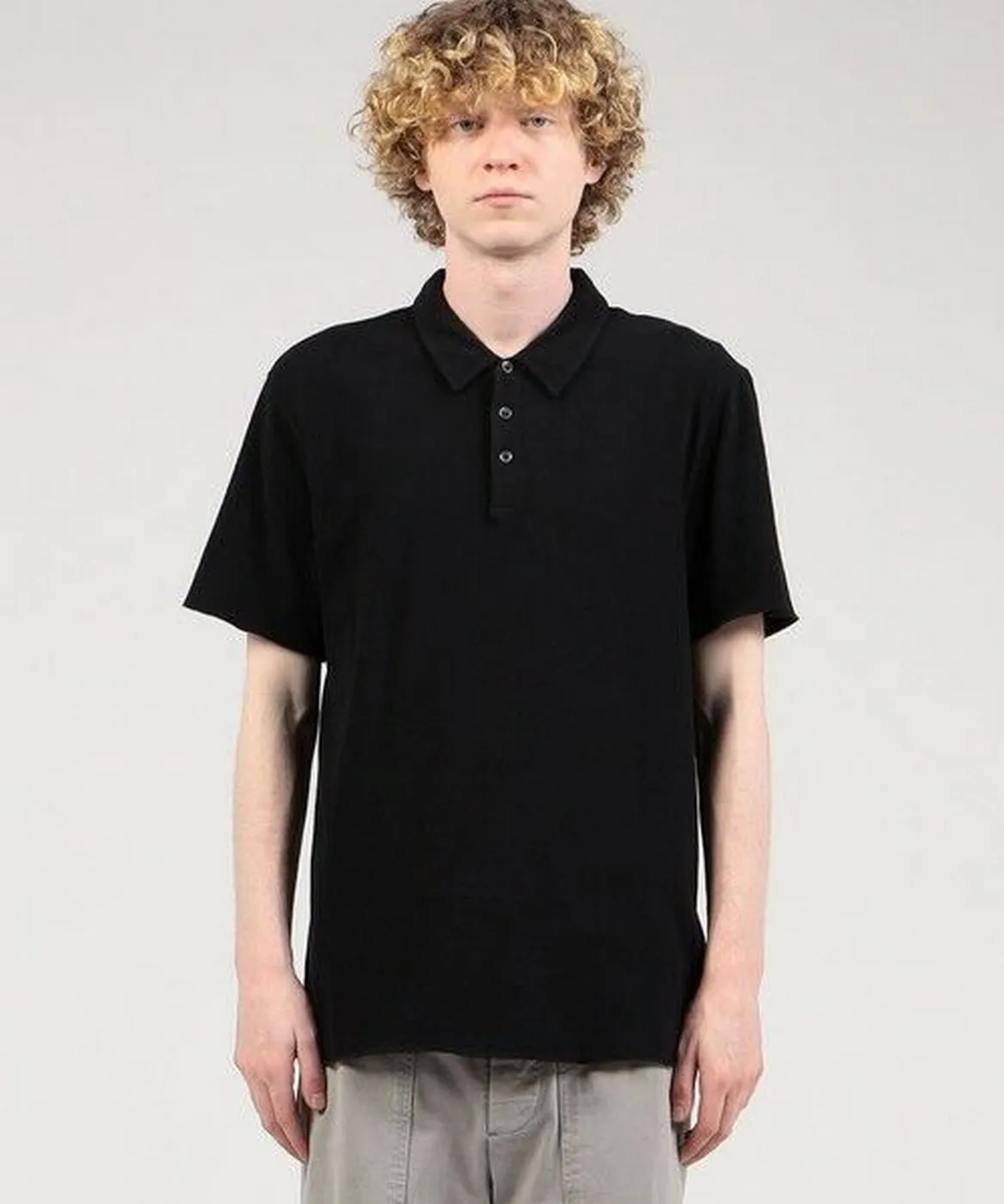 Brushed Jersey S/S Polo-Black