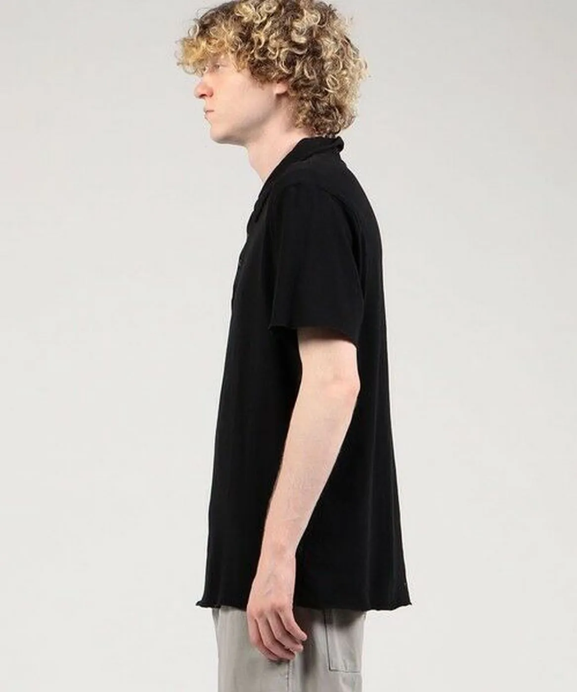 Brushed Jersey S/S Polo-Black