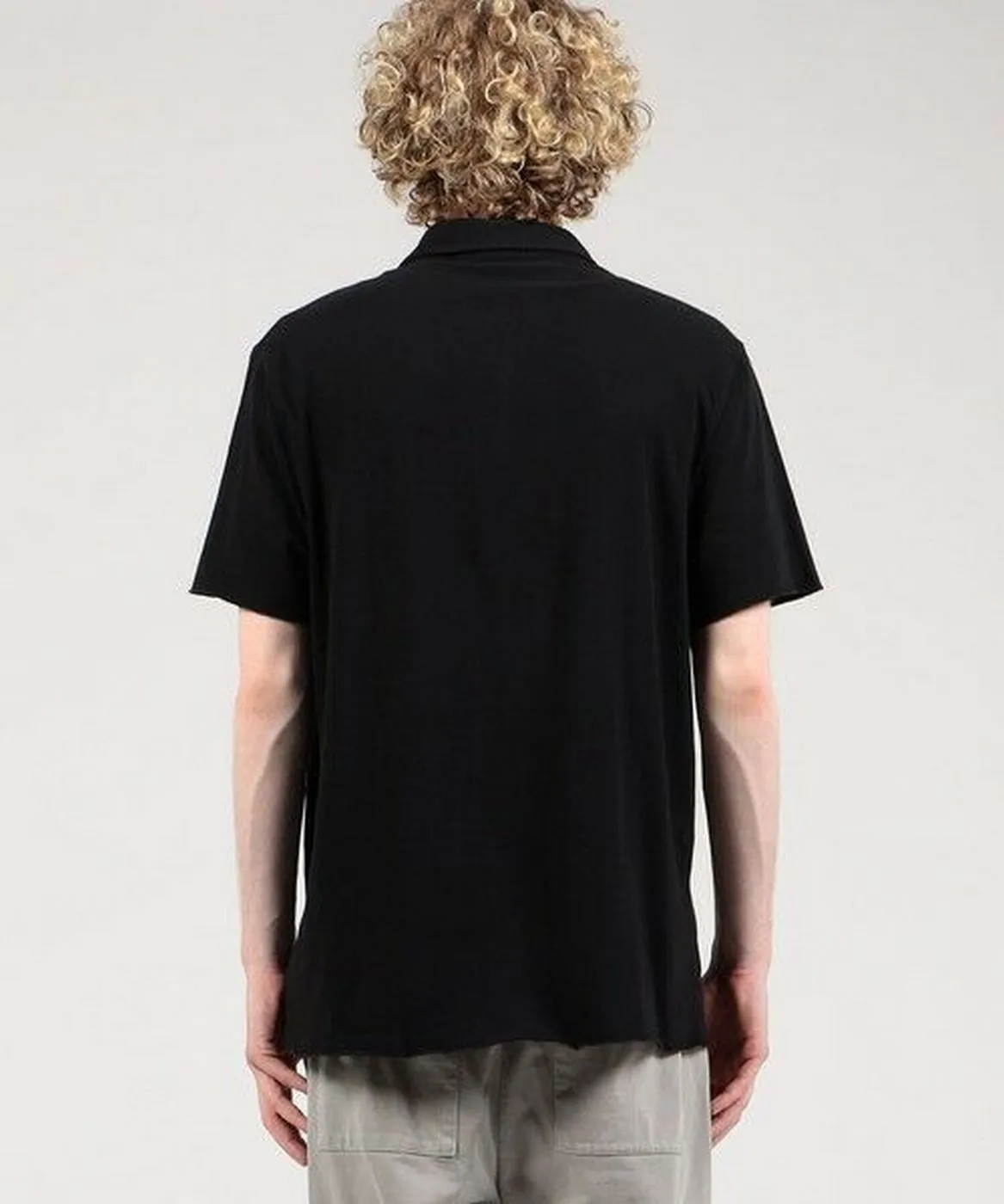 Brushed Jersey S/S Polo-Black