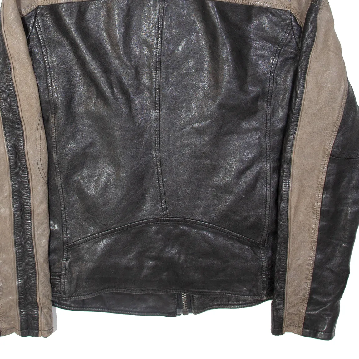 CAMP DAVID Mens Biker Jacket Brown Leather XL