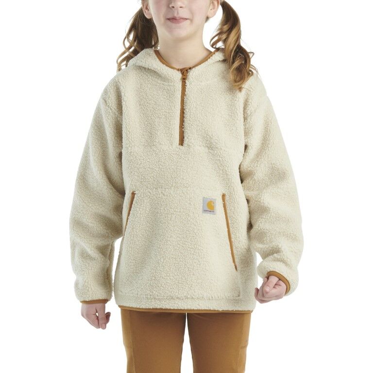 Carhartt Girl's Long Sleeve Fleece Hooded 1/2 Zip Sweatshirt in Malt