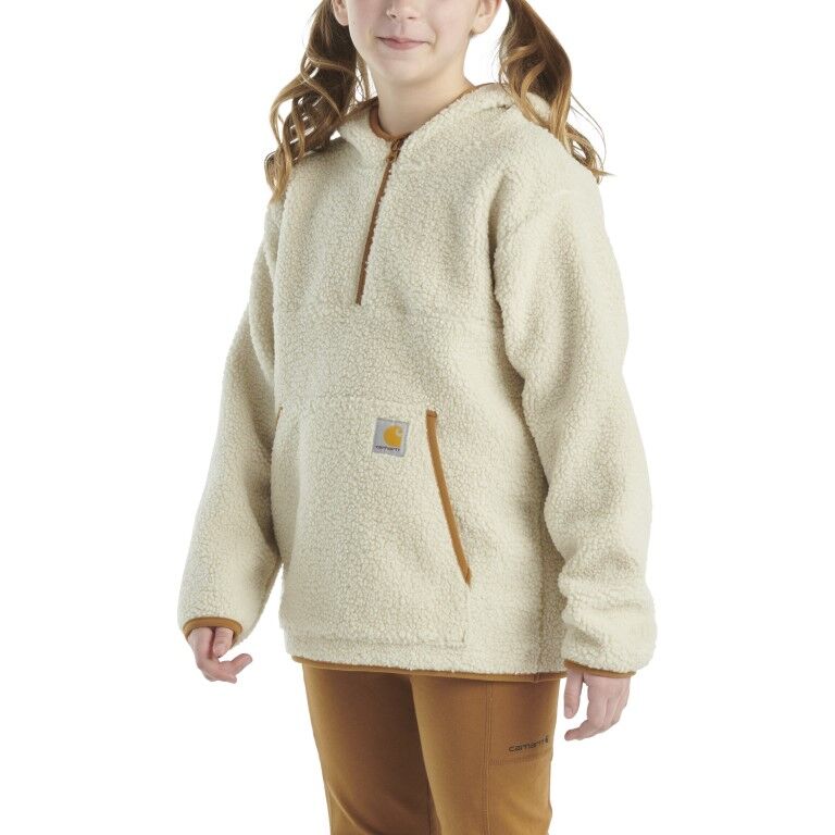 Carhartt Girl's Long Sleeve Fleece Hooded 1/2 Zip Sweatshirt in Malt