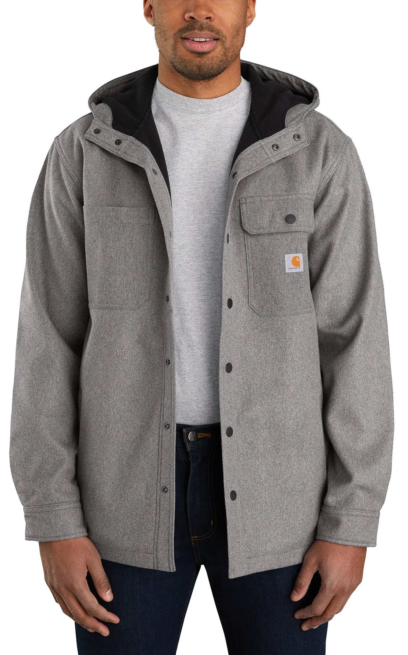 Carhartt Men's Grey Rain Defender Hooded Shirt Jacket