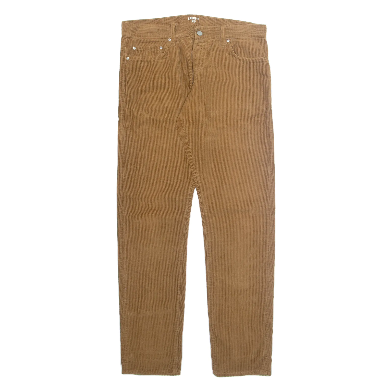 CARHARTT Mens Corduroy Trousers Beige Regular Tapered W33 L34