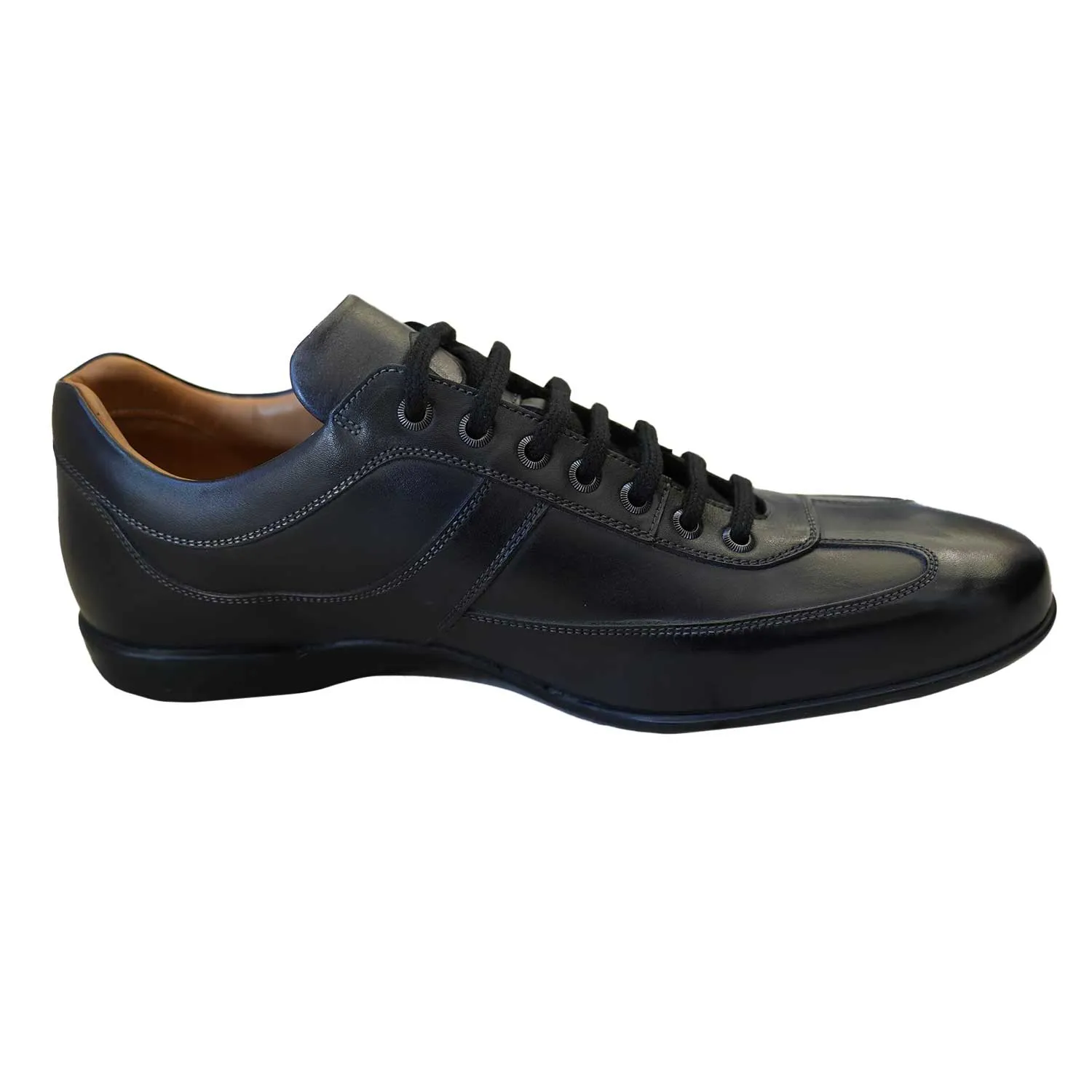 CARLOS SANTOS Black Leather Trainers | Menswear Online