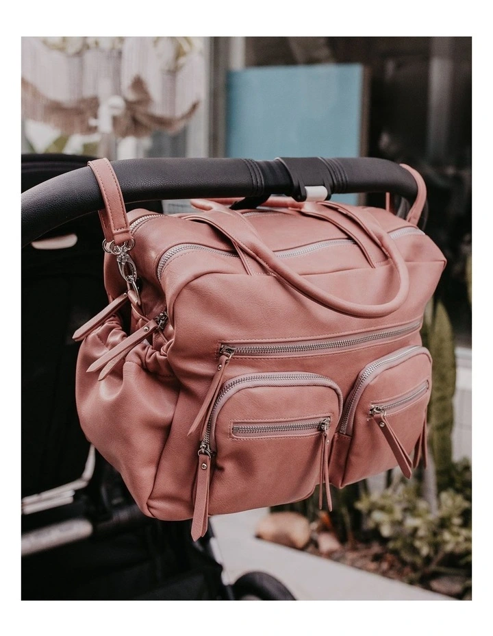 Carry All Vegan Leather Nappy Bag in Dusty Rose