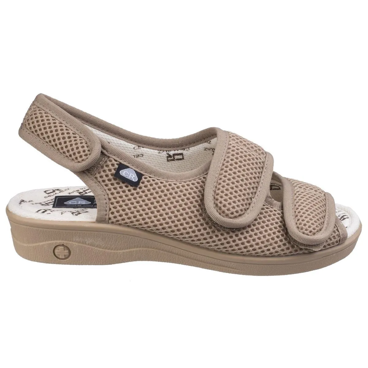 Celia Ruiz 213 Touch Fastening Slipper Wide Fit Beige