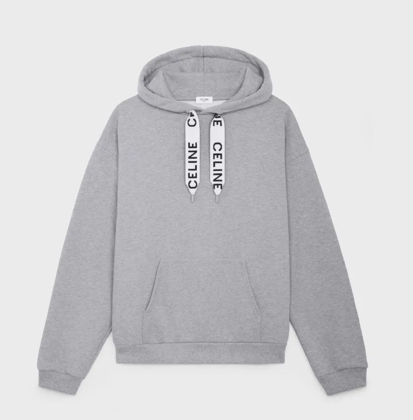 CELINE  |Loose hooded sweatshirt in cotton fleece