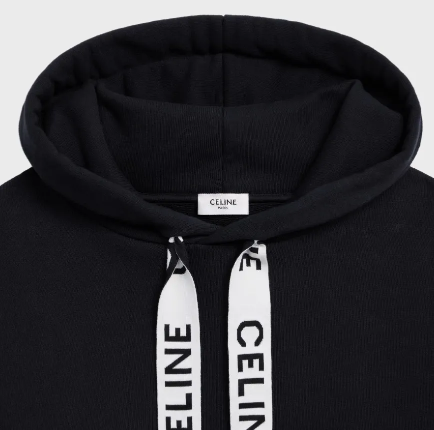 CELINE  |Loose hooded sweatshirt in cotton fleece