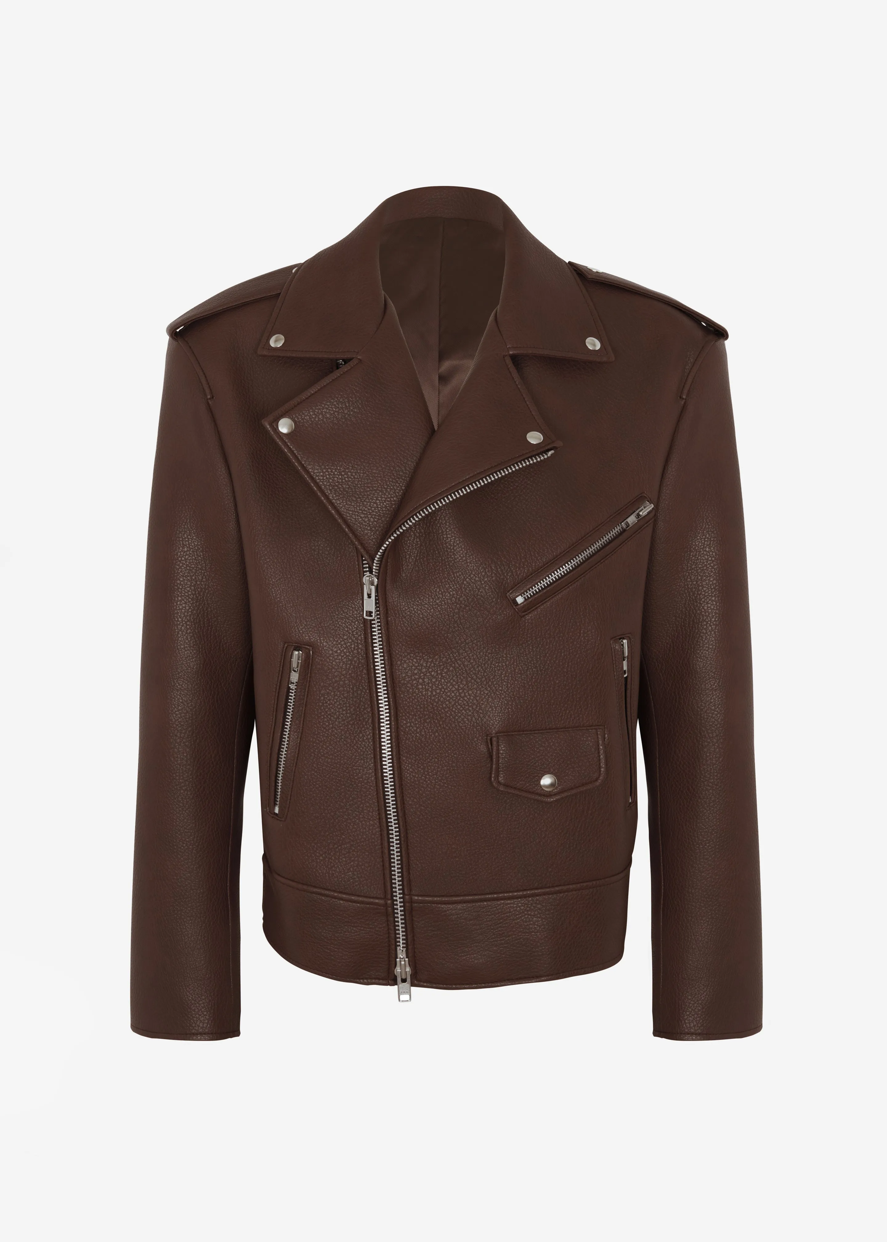 Chicago Oversized Biker Jacket - Brown