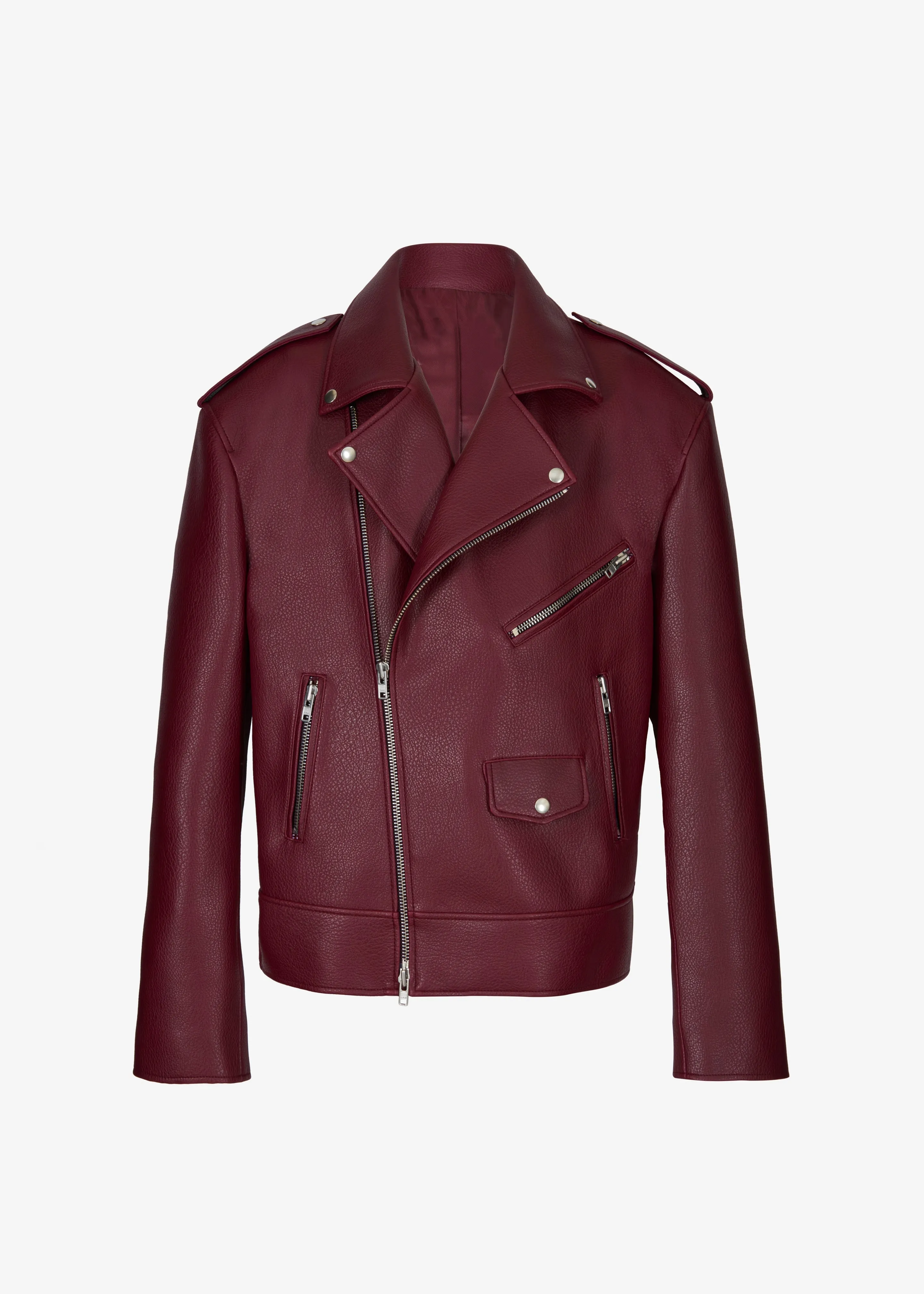 Chicago Oversized Biker Jacket - Burgundy