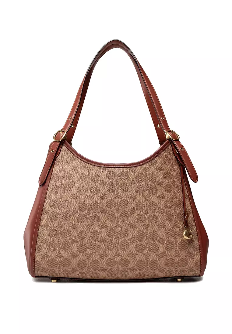 Coach COACH Coated Canvas Signature Lori Shoulder Bag Tan/Rust C4825