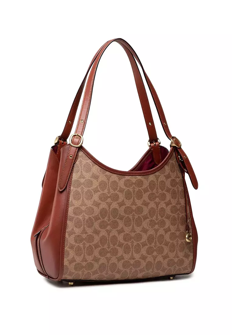 Coach COACH Coated Canvas Signature Lori Shoulder Bag Tan/Rust C4825