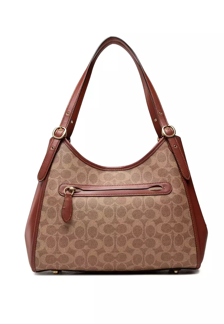 Coach COACH Coated Canvas Signature Lori Shoulder Bag Tan/Rust C4825